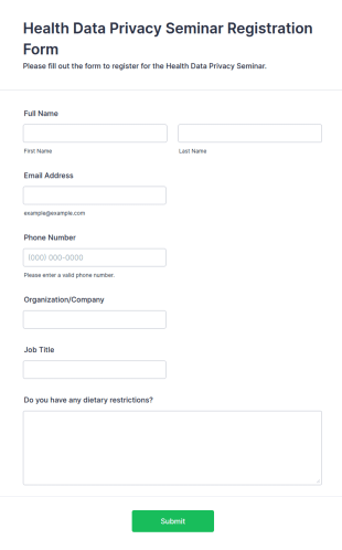 Health Data Privacy Seminar Registration Form Template