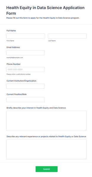Health Equity In Data Science Application Form Form Template