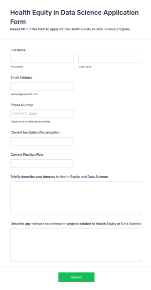 Health Equity In Data Science Application Form Template