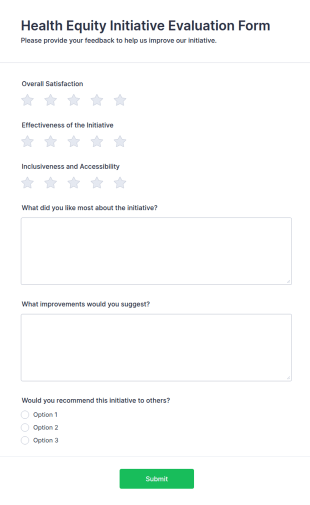 Health Equity Initiative Evaluation Form Template