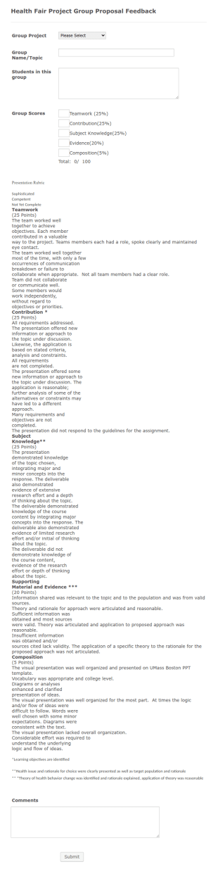 Health Fair Project Group Proposal Form Template