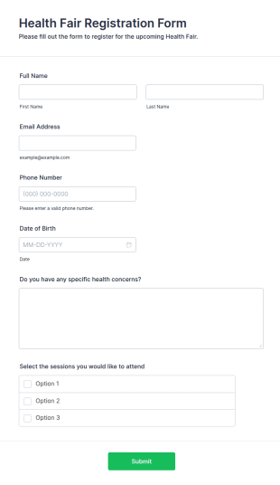 Health Fair Registration Form Template