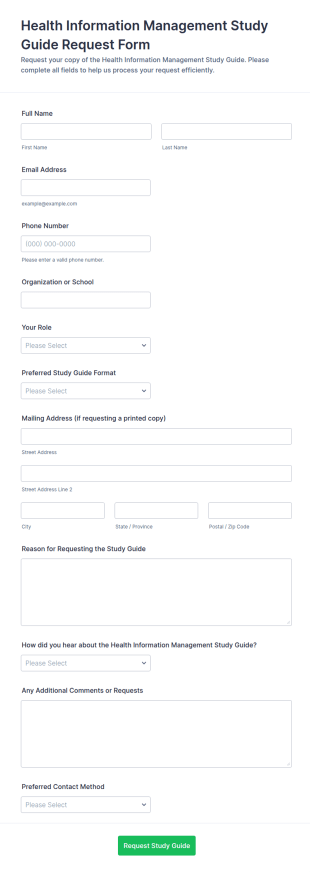 Health Information Management Study Guide Request Form Template