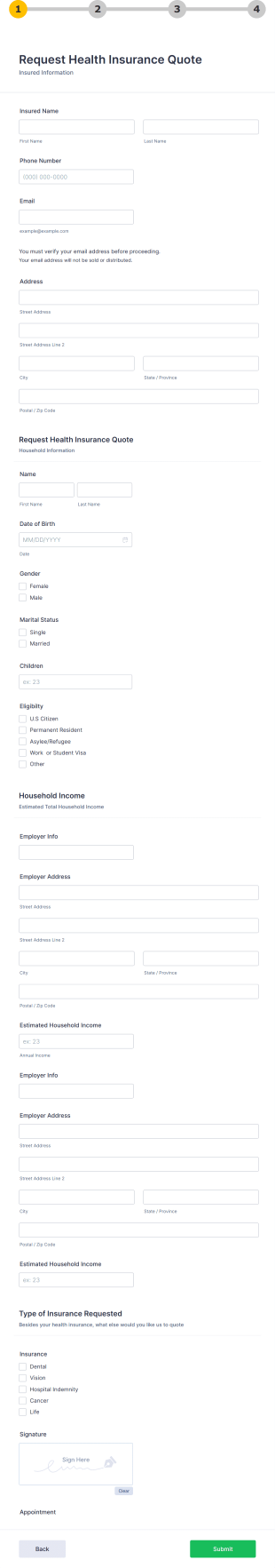 Health Insurance Client Intake Form Template