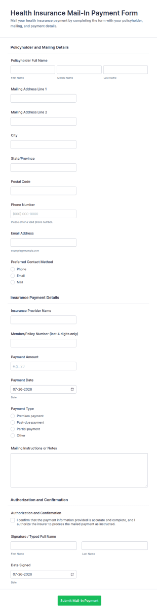 Health Insurance Mail In Payment Form Template