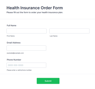 Health Insurance Order Form Template