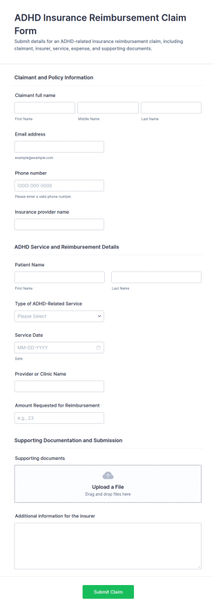 Health Insurance Reimbursement Claim Form Template