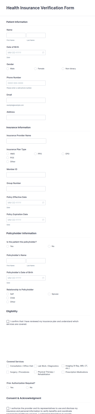 Health Insurance Verification Form Template