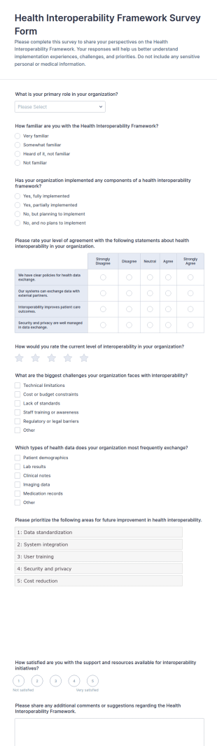 Health Interoperability Framework Survey Form Template