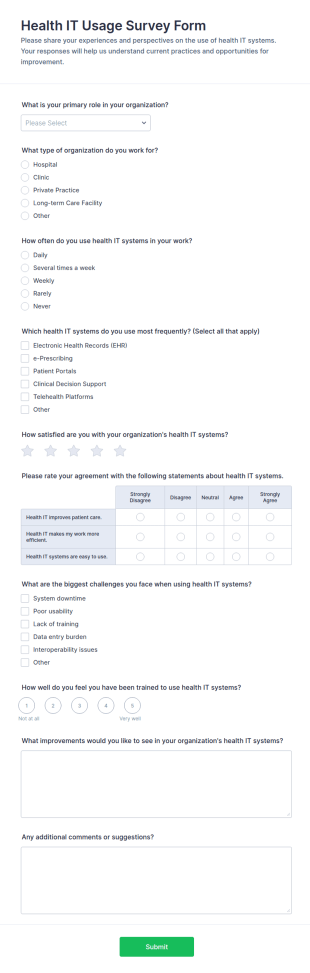 Health IT Usage Survey Form Template