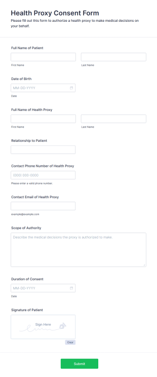 Health Proxy Consent Form Template