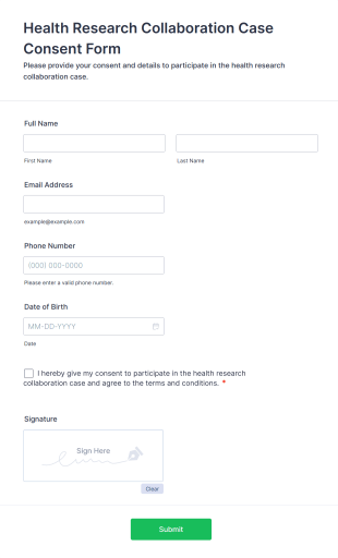 Health Research Collaboration Case Consent Form Template