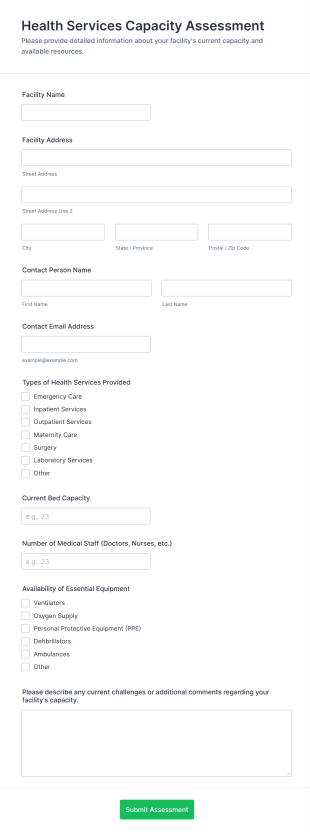 Health Services Capacity Assessment Form Template
