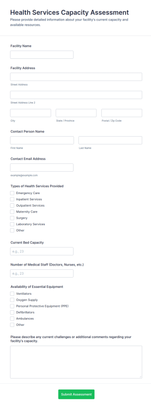 Health Services Capacity Assessment Form Template
