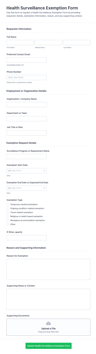 Health Surveillance Exemption Form Template