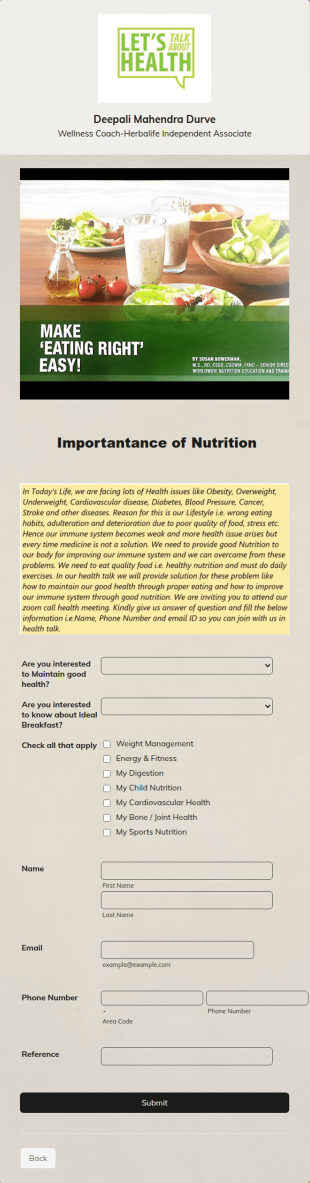 Health Survey Form Template