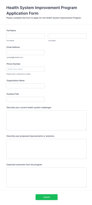 Health System Improvement Program Application Form Template