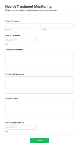 Health Treatment Monitoring Form Template