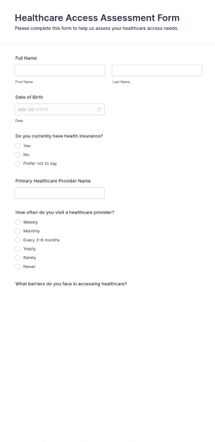 Healthcare Access Assessment Form Template