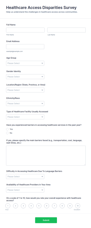 Healthcare Access Disparities Survey Form Template