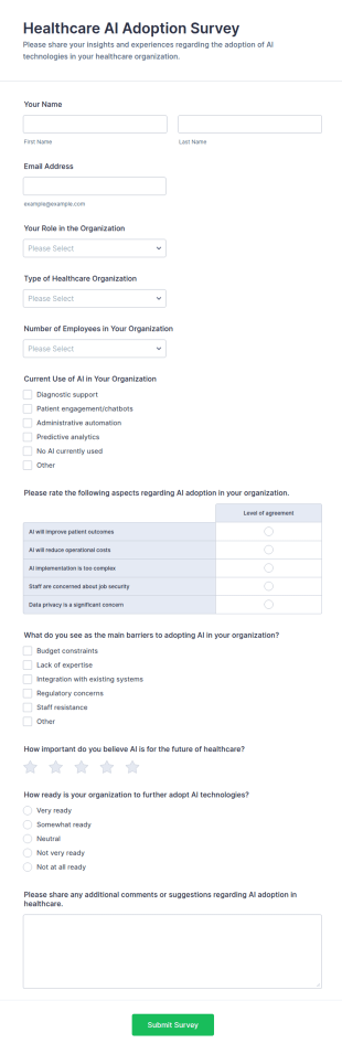 Healthcare AI Adoption Survey Form Template