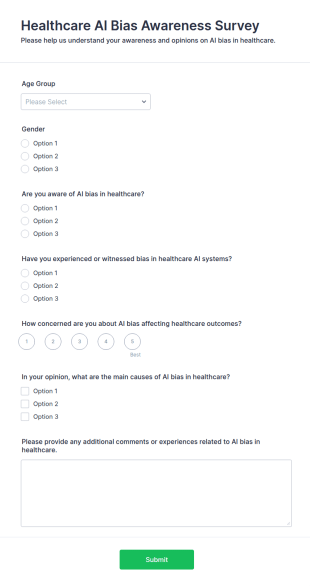 Healthcare AI Bias Awareness Survey Form Template