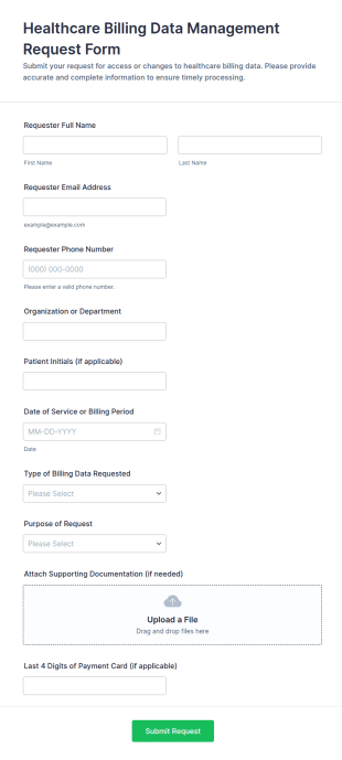 Healthcare Billing Data Management Request Form Template