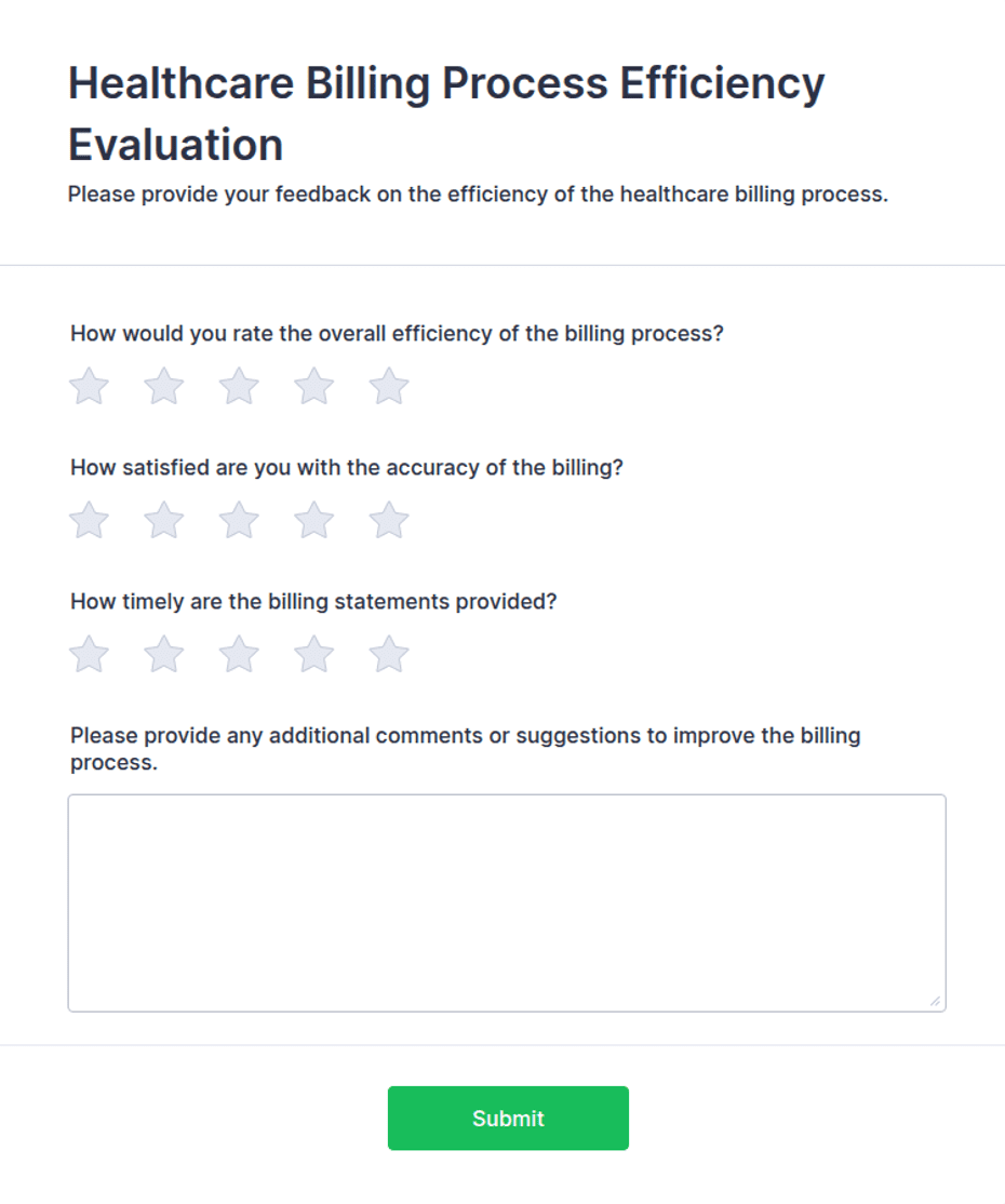 Healthcare Billing Process Efficiency Evaluation Form Template | Jotform