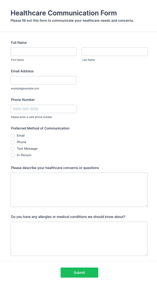Healthcare Communication Form Template