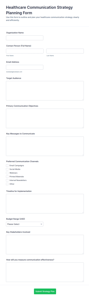 Healthcare Communication Strategy Planning Form Template
