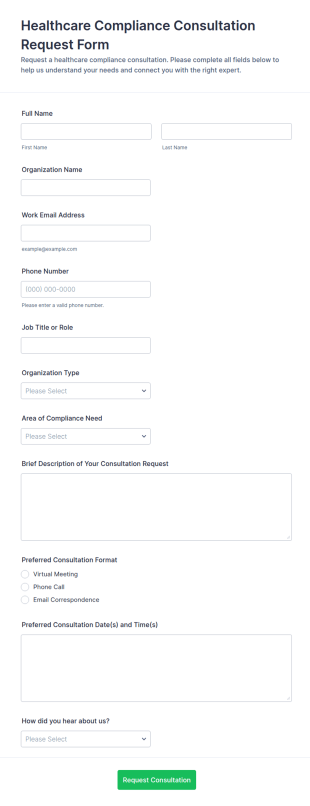 Healthcare Compliance Consultation Request Form Template