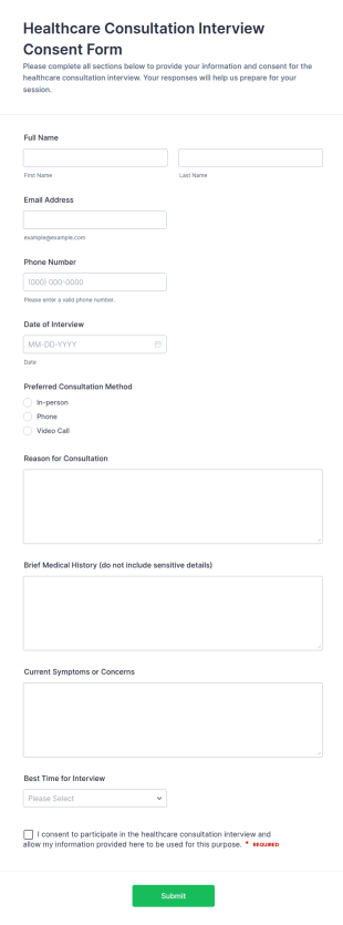 Healthcare Consultation Interview Consent Form Template