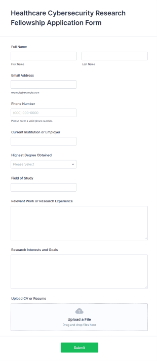 Healthcare Cybersecurity Research Fellowship Application Form Template