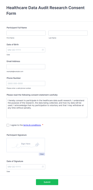 Healthcare Data Audit Research Consent Form Template