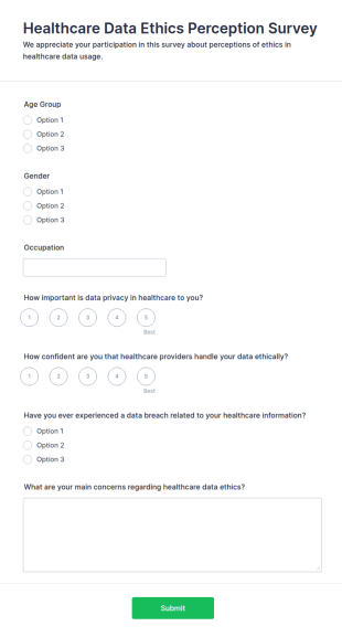 Healthcare Data Ethics Perception Survey Form Template