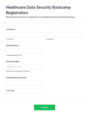 Healthcare Data Security Bootcamp Registration Form Template