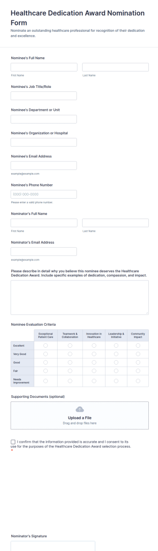 Healthcare Dedication Award Nomination Form Template