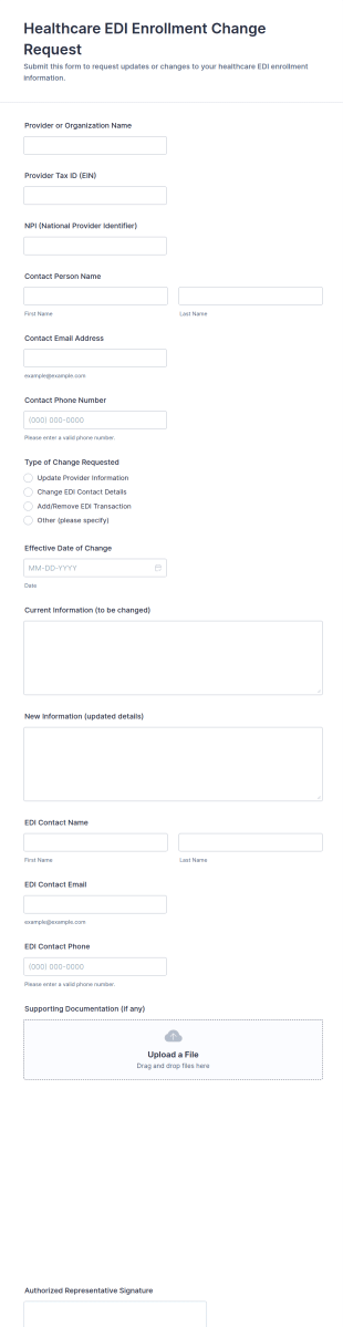 Healthcare EDI Enrollment Change Request Form Template