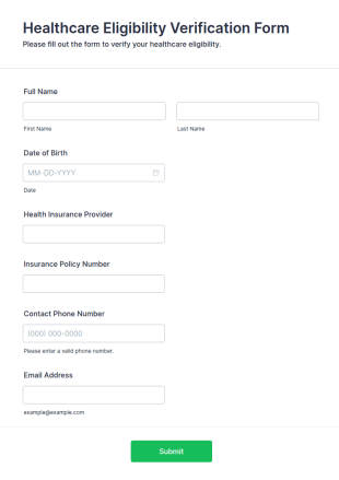 Healthcare Eligibility Verification Form Template