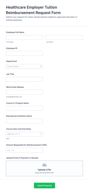 Healthcare Employer Tuition Reimbursement Request Form Template