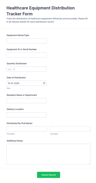 Healthcare Equipment Distribution Tracker Form Template