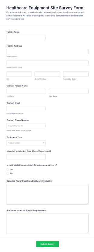 Healthcare Equipment Site Survey Form Template