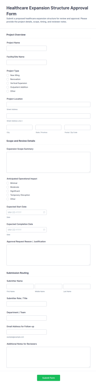Healthcare Expansion Structure Approval Form Template