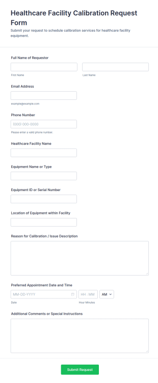 Healthcare Facility Calibration Request Form Template