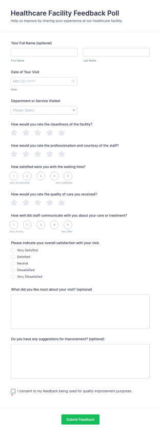 Healthcare Facility Feedback Poll Form Template