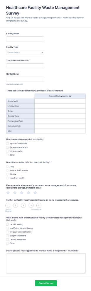 Healthcare Facility Waste Management Survey Form Template