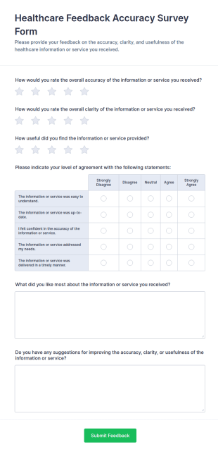 Healthcare Feedback Accuracy Survey Form Template
