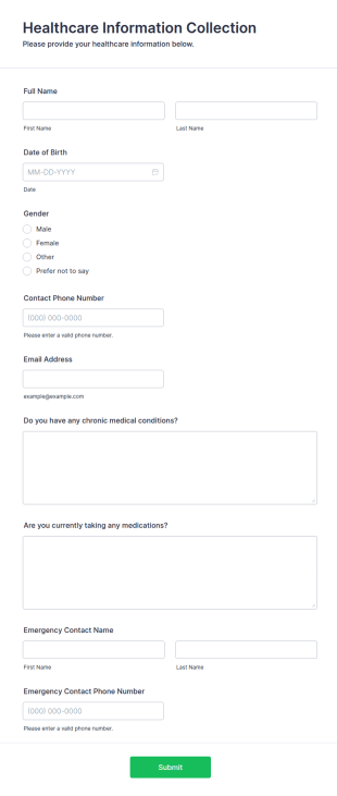 Healthcare Information Collection Form Template