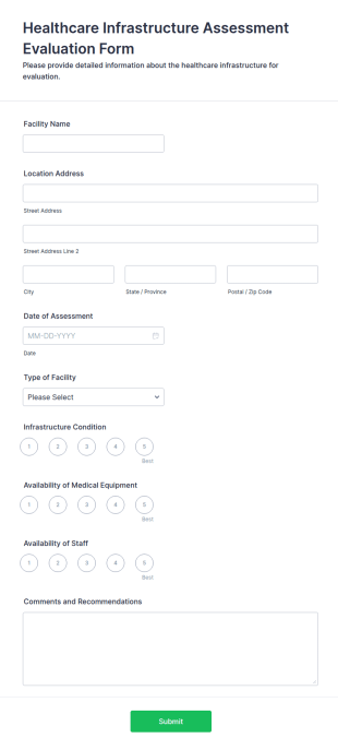 Healthcare Infrastructure Assessment Evaluation Form Template