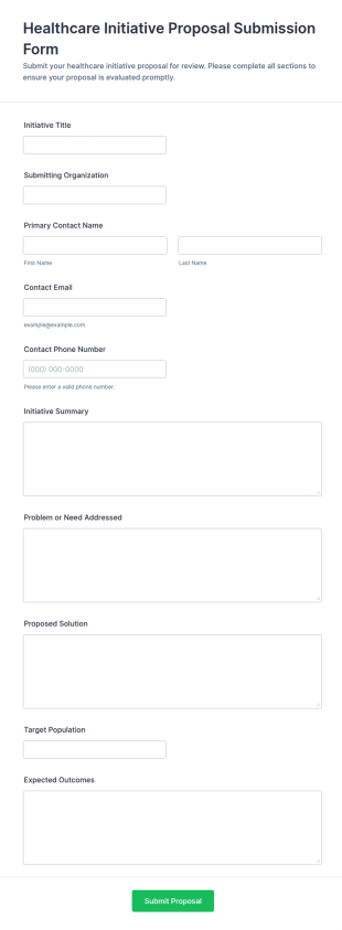Healthcare Initiative Proposal Submission Form Template